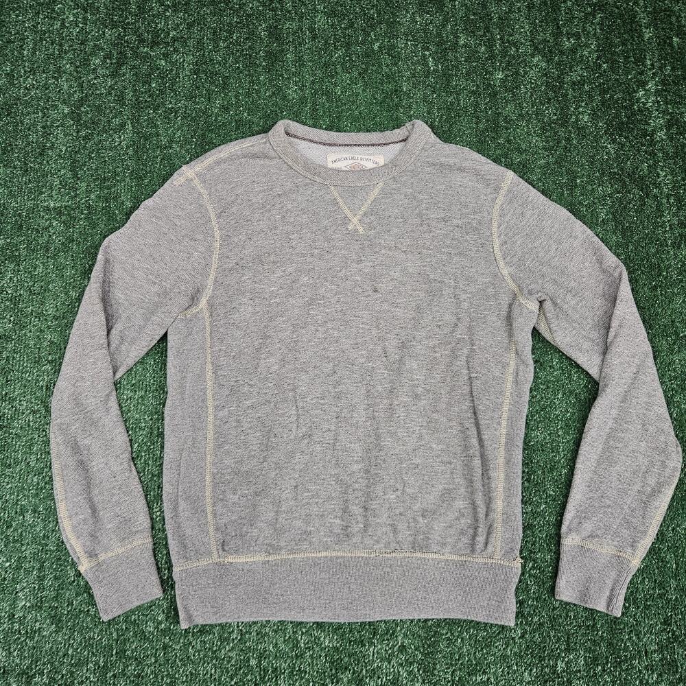 AMERICAN EAGLE Men Sz Small Gray Pullover Sweater Crew Neck Long Sleeve SHIRT